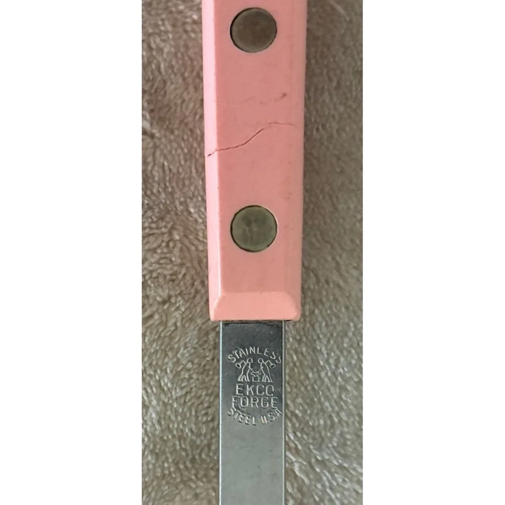 Ekco Forge Stainless Steel Pink Handle Ladle Made in USA *flaw